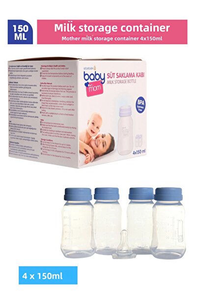 ebebek Baby Mom مجموعة تخزين الحليب سعة 150 مل مكونة من 4 قطع