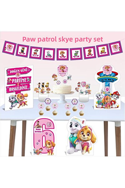 SİYAH PARTİ EVİ باو باترول سكاي - حزمة حفلة عيد ميلاد لعمر 6 سنوات