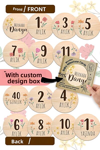 Enjoymydesign Baby Memory Cards Set Floral Pattern Monthly Baby Memory Cards ...