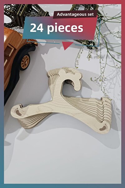 AHWART Set of 24 Baby Dress and Clothes Hangers - Wooden