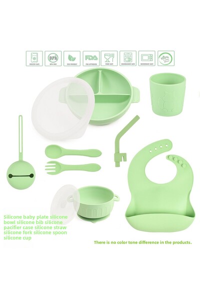 jojobebek مجموعة التغذية السيليكونية، صحن التغذية، الوعاء، القشة، غطاء اللهاي...