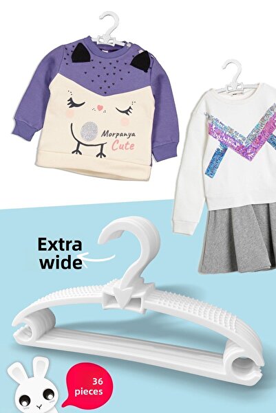 Morpanya شماعة ملابس أطفال عسلي 36 قطعة شماعة ملابس أطفال شماعة فيونكة بيضاء