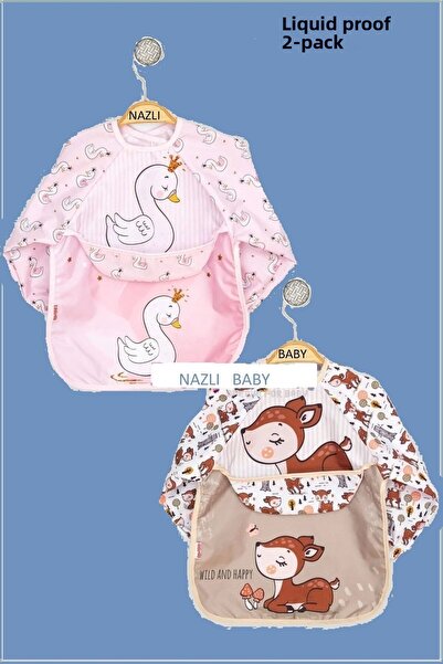 dubi baby Bebechi Wearable Liquid Proof Long Sleeve Food and Activity Bib wit...
