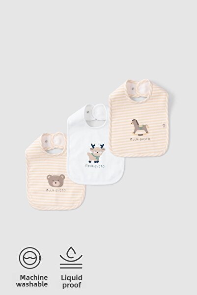 Little Gusto 3-Piece Liquid-Proof Organic Cotton Baby Bib Playtime
