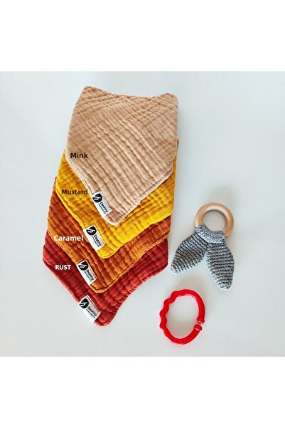 destinyhometex 100% Cotton 8 Layers Muslin Fabric Set of 4 Baby Bibs/Mouth Wi...
