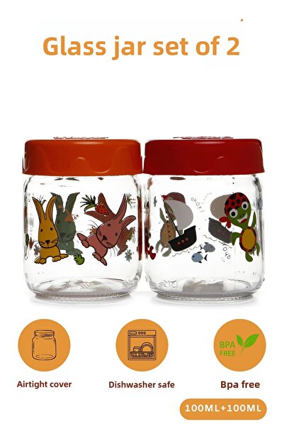 Baby Plus Baby Food Glass Jar Set 2 Pieces / Food Container / Glass Jar Set