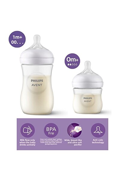 Philips Avent طقم زجاجات أطفال من البولي بروبيلين الطبيعي 125 مل و260 مل - ول...