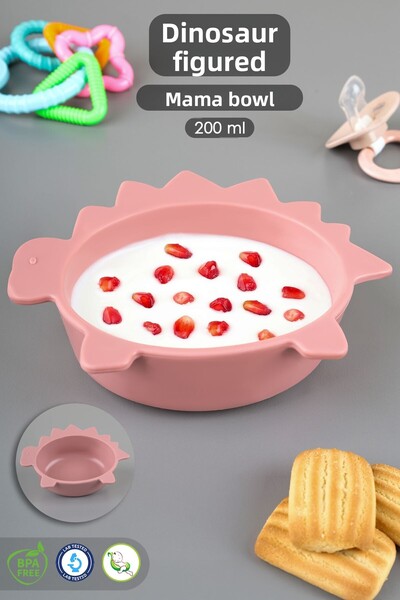 Meleni Baby Silicone Baby Feeding Bowl with Dinosaur Figure - Shaped Baby Fee...
