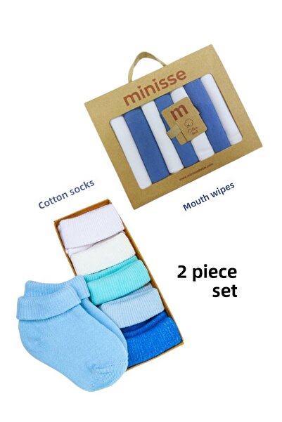 Akface مجموعة جوارب من القطن العضوي ومناديل مبللة للفم للأطفال حديثي الولادة
