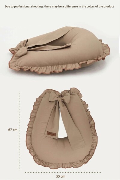 mordesign Ruffle Breastfeeding Pillow, Baby Support Cushion, Pregnancy Pillow, Cotton Fabric, Ruffle Series, Cappuccino