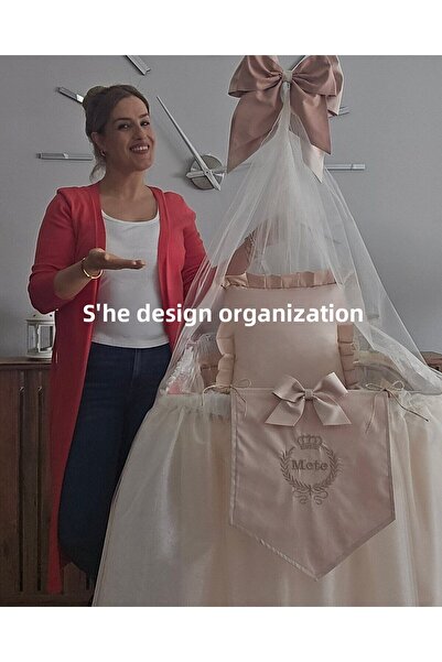 s'he design organizasyon طقم زينة سرير الأطفال المطرزة بشبكة ناموسية لغرفة ال...