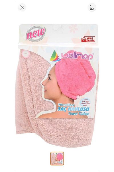BTL STORE Wellmop Microfiber Hair Towel with Button - Hair Cap