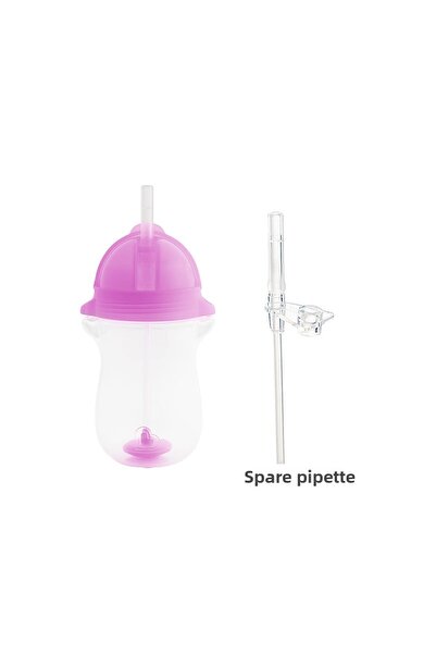 Munchkin كوب للشرب بطرف قفل، 12 شهرًا، 296 مل، أرجواني، مع مصاصة احتياطية قطع...