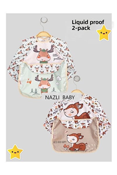 dubi baby مريلة طعام وأنشطة بأكمام طويلة قابلة للارتداء مقاومة للسوائل من بيب...