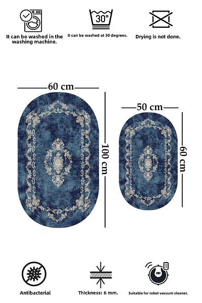ALAADDİN CARPET Set de 2 lavabile antiderapante 60x100 50x60 Covor de baie Covor de baie Set scaun de toaleta