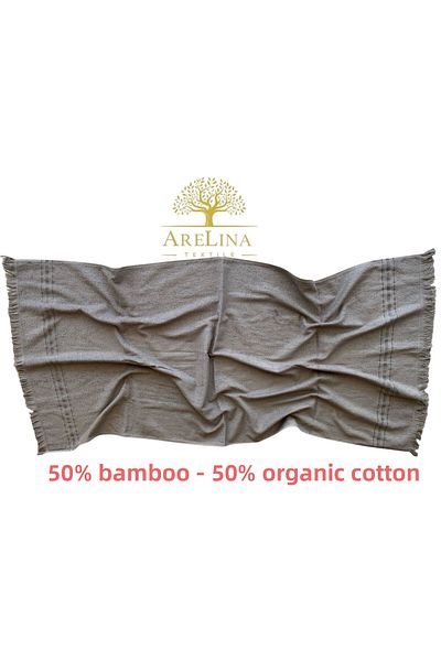 OYT TEKSTİL Arelina Textile 70x140 Cm Measuring 50% Cotton, 5% Bamboo Gray 2-Sided Fringed Bath Towel