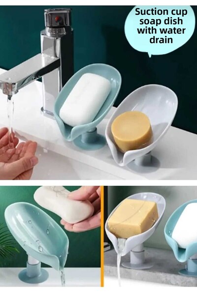 assell Сива сапунерка с вендуза и отвор за оттичане, 2 пластмасови части