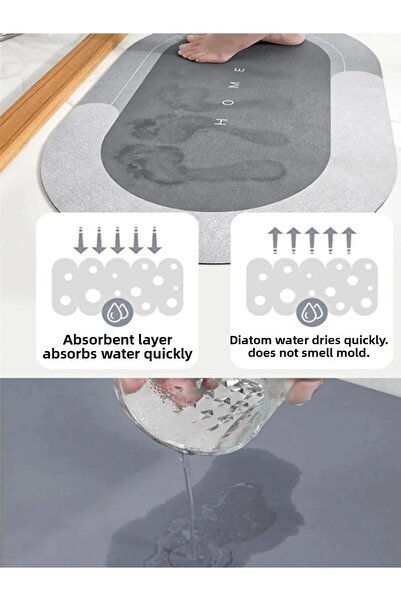 SİHİRLİ AYAKLAR Waterproof Non-Slip Bath Mat Bathroom Carpet Water Absorbent Non-Slip Mat 40X60
