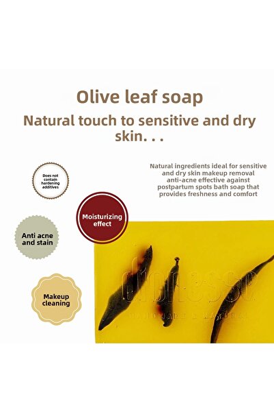 dionesse Olive Leaf Soap 120 Gr - Handmade, Natural Cleansing Solid Soap for Sensitive Skin