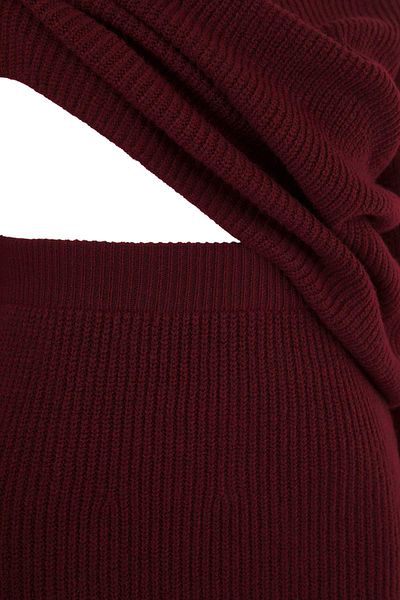 Trendyol Curve Set de tricotaje și pulover și pantaloni de jos și de sus, roșu Claret