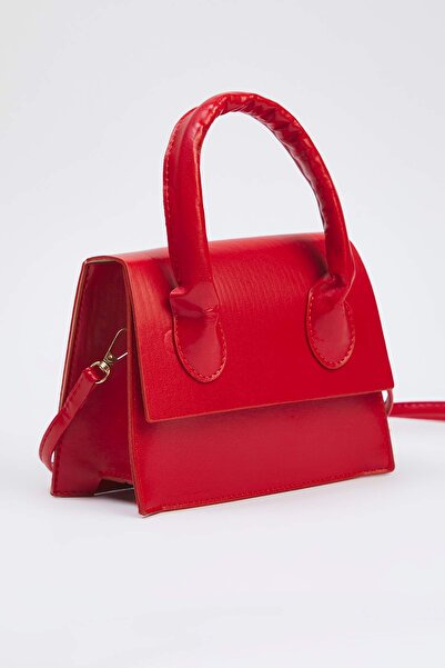 TRENDYOL SHOES Rote strukturierte Damen-Mini-/Kleine City-Tasche mit Kreuzriemen TWOAW25OC00000