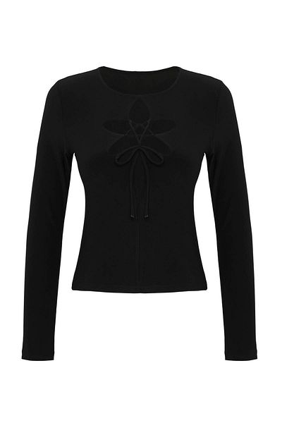Trendyol Collection Black Plain Crew Neck Long Knitted Sandy Party Blouse Tpraw26Bz00012