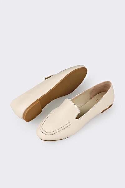 Elle Shoes Bej Deri Kadın Günlük Ayakkabı