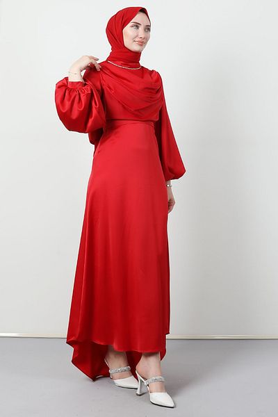 Giza Giyim Tailed Degaje Dress Red