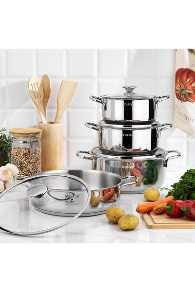 Schafer Steel Storm Steel Pot Set 8 Pieces-Inox