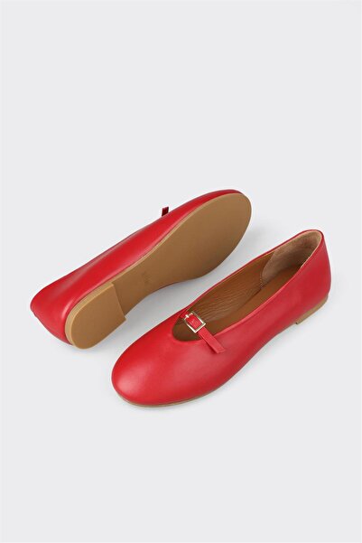 Elle Shoes Kırmızı Deri Kadın Günlük Ayakkabı