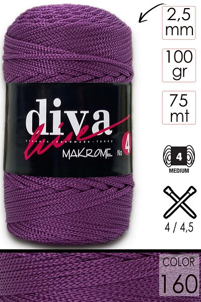 Diva İplik Diva Line Diva Macrame 4 - 160 Plum Thick Twine