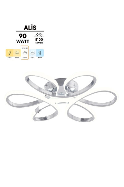 Dekorluna Alis Modern Krom Plafonyer Tavana Sıfır Beyaz Işık Salon Mutfak Yatak Odası Led Avize