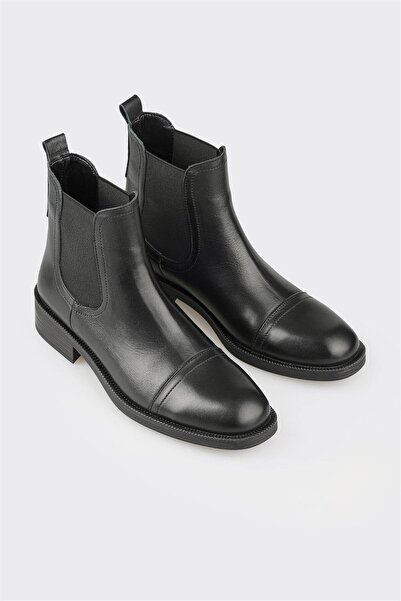 Elle Shoes Siyah Deri Kadın Günlük Bot