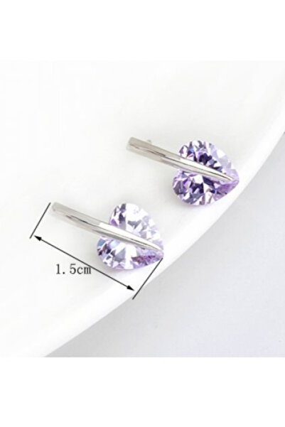 Kelan 925 silver earrings with purple crystals – heart design