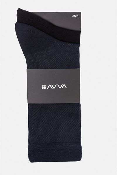 Avva Мъжки тъмносини шарени чорапи от 2 части A31y8507