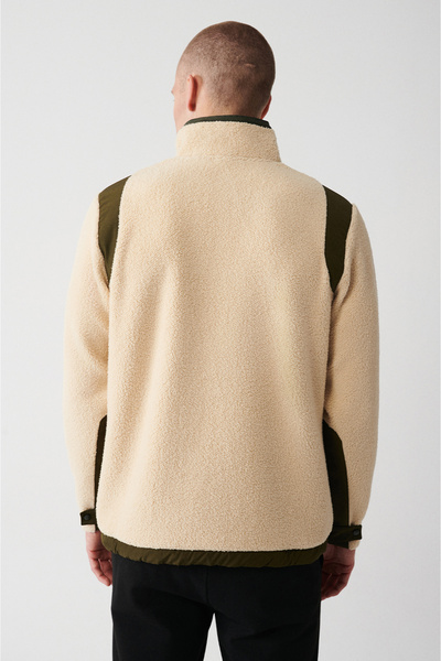 Avva Erkek Bej Yarım Fermuarlı Dik Yaka Peluş Sweatshirt A32Y1221