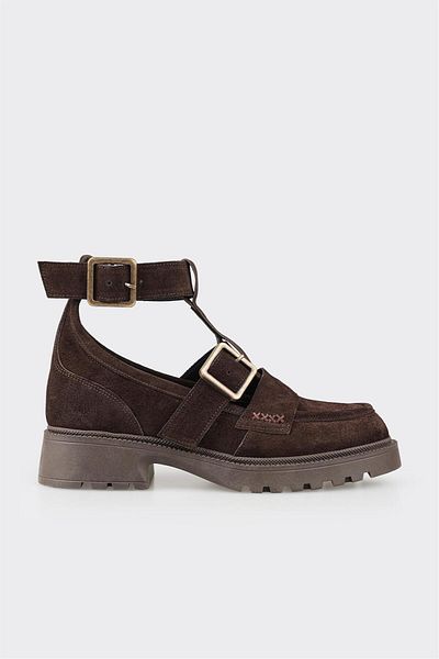Elle Shoes Καφέ Δερμάτινες Γυναικείες Μπότες Casual