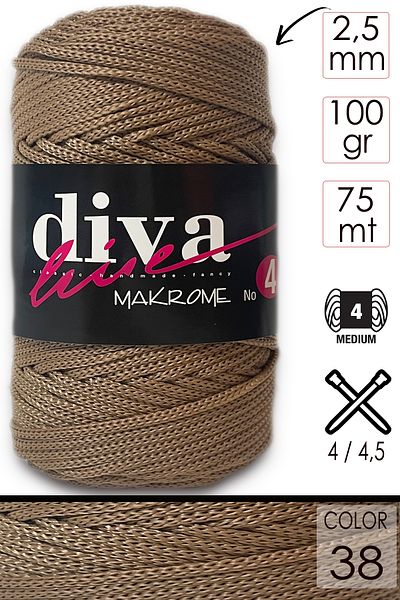 Diva İplik Diva Macrame Twine Thick (NO:4) 38 Camel.