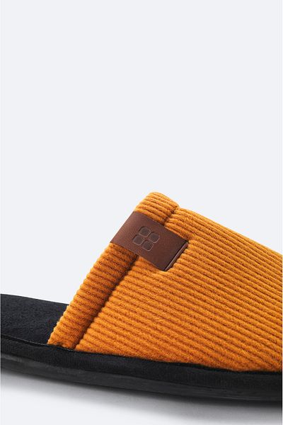 Avva Men's Orange Velvet Corded House Slippers A31y8328