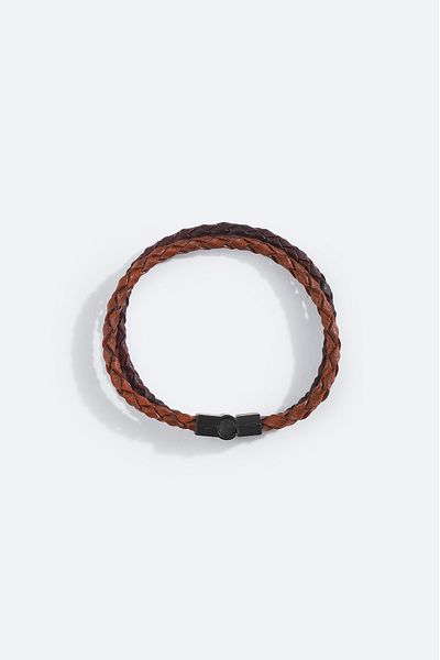 Avva Men's Tan 100% Leather Bracelet A31y9626