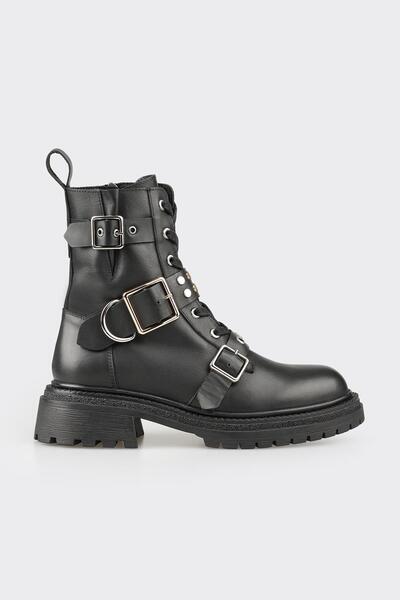 Elle Shoes Siyah Deri Kadın Günlük Bot