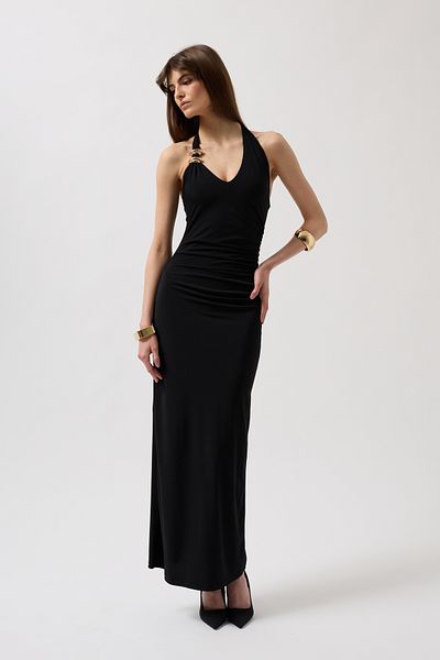 Black Fashion Λεπτομέρεια αξεσουάρ Maxi μαύρο φόρεμα