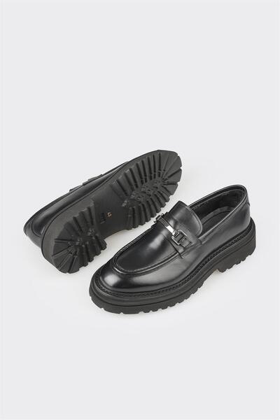 Elle Shoes Черни кожени мъжки ежедневни обувки