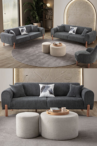 EDSY HOME Armoni 3+3 Koltuk Takımı Antrasit