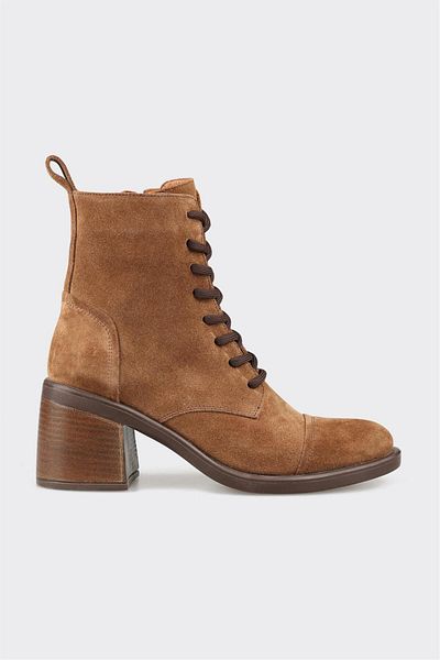 Elle Shoes Ταν Δερμάτινα Γυναικεία Καθημερινά Μποτάκια