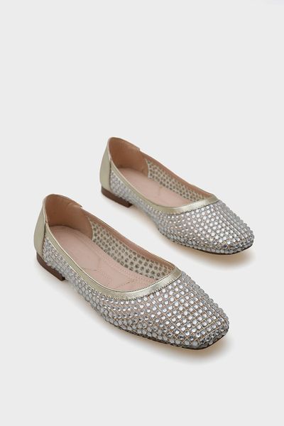 Capone Outfitters Balerini eleganti pentru femei Abra Mesh Stone