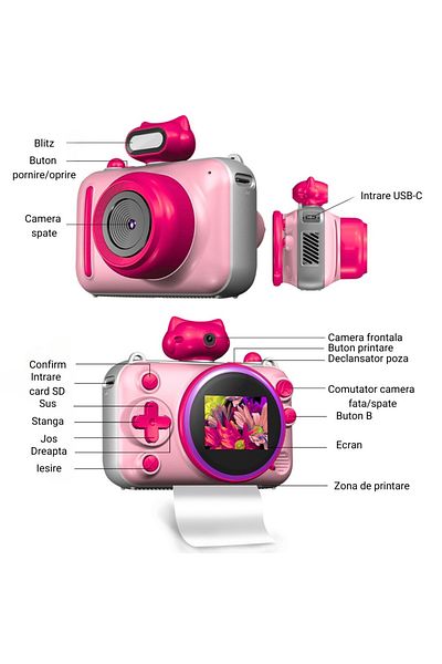 SMARTIC Camera, instant printing, Ultra HD 2.5K, 2.0”, 1200mAh, games, MP3, memory card GIFT
