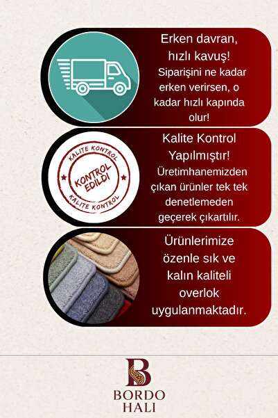Bordo Halı Yıkanabilir Kaymaz Taban Halı Salon Dekor Yolluk Koridor Mutfak Halısı Bikahve