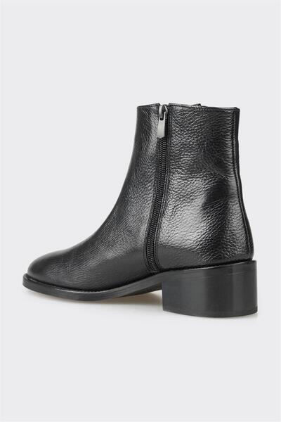 Elle Shoes Μαύρα δερμάτινα γυναικεία κλασικά μποτάκια