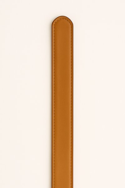 Çantachım Women's Belt Brown Leather Jeans and Fabric